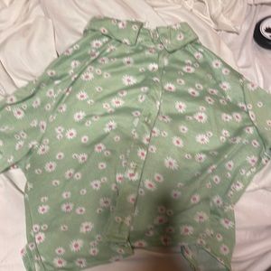 cropped flower button up